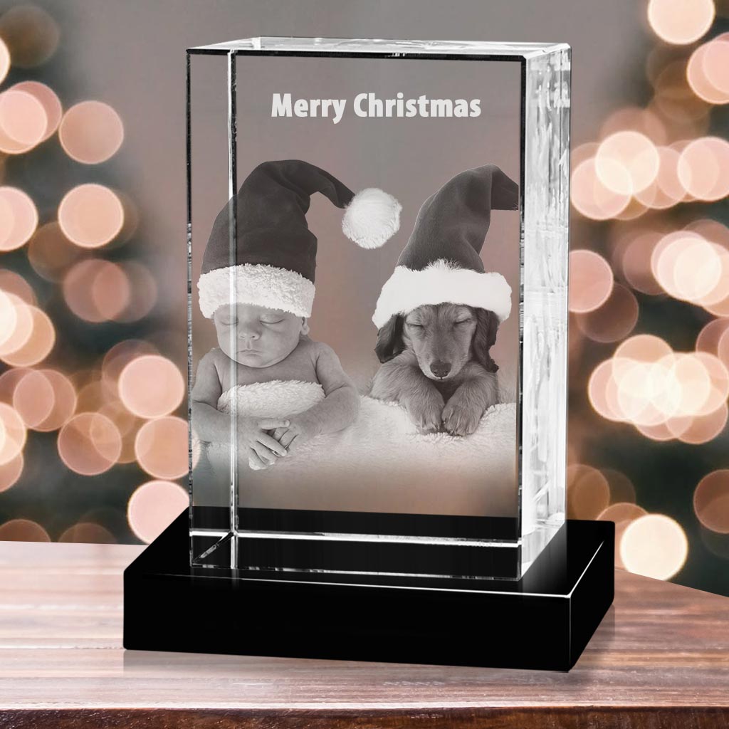 Personalized 3D Christmas photo crystal gift – Christmas Portrait