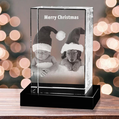 Personalized 3D Christmas photo crystal gift – Christmas Portrait